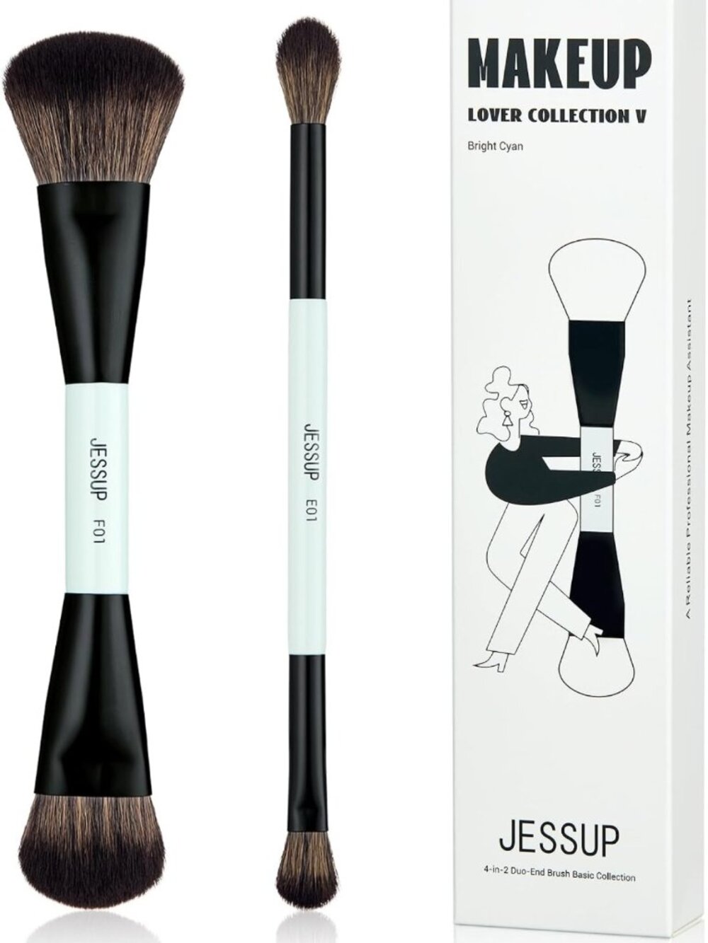Dual-Ended Makeup Brush Set for Foundation, Contour & Eyeshadow - T502